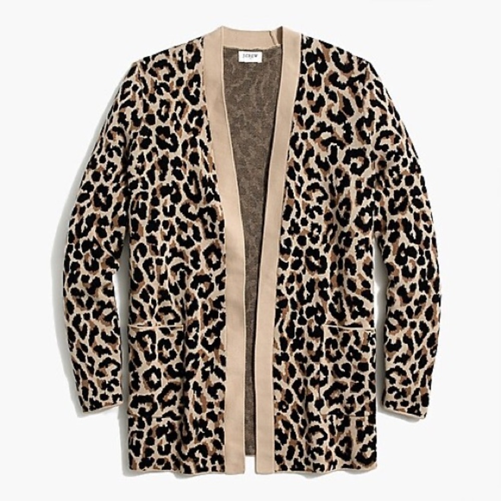 J Crew Leopard open cardigan